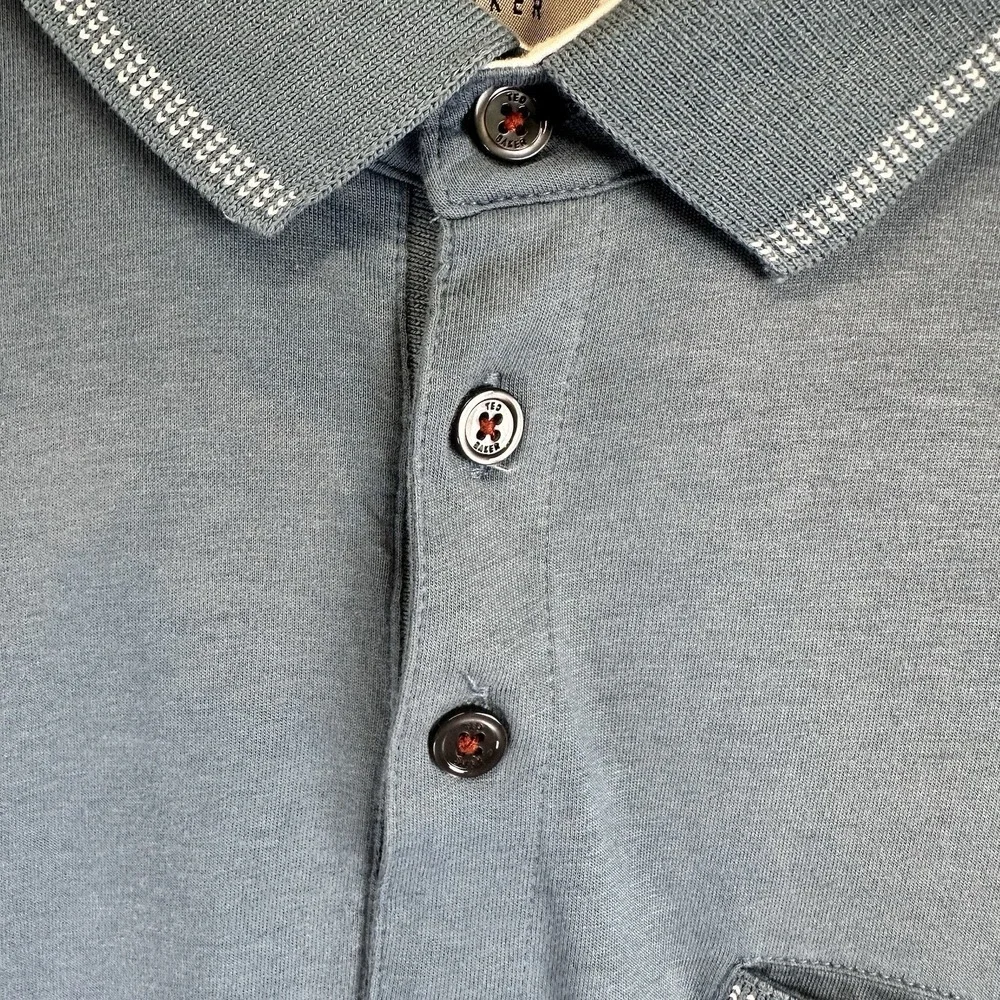 Ted Baker Polo Collared Shirt Tortila Sz 7 Stretch Short Sleeve Casual Basic 3XL